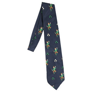Cape Cod Neckwear Mens Tie Necktie Navy Shamrock Clover Leprechaun St Patricks